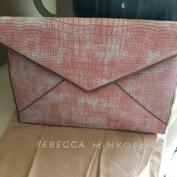 **SOLD**NWT Rebecca Minkoff Leo Leather Envelope Clutch with Snakeskin Embossed - Picture 9 of 10